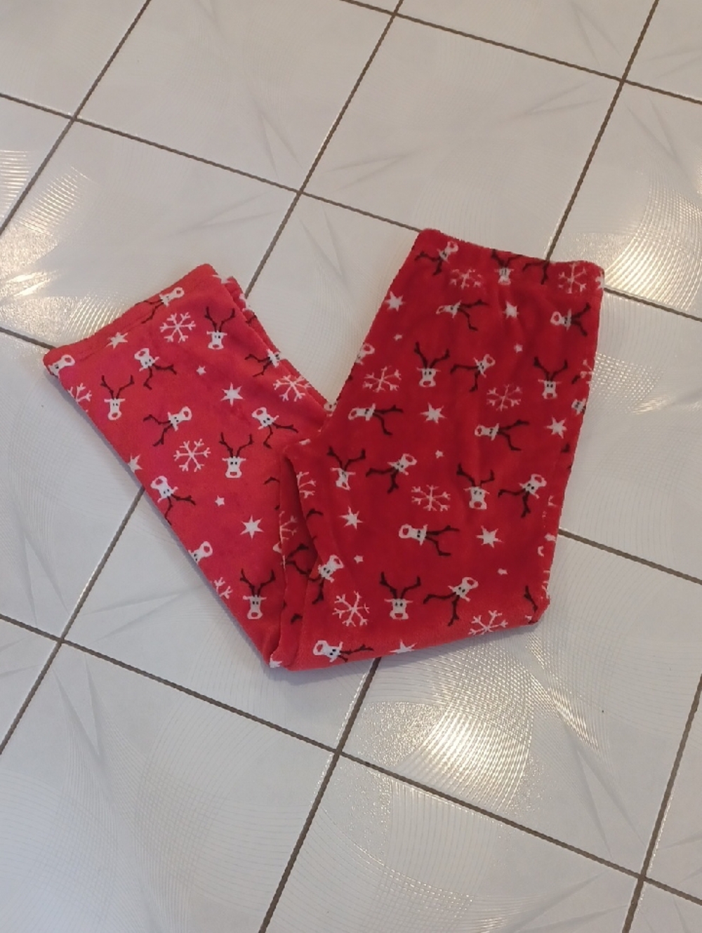 4/$30 Cozy Red Holiday Reindeer Fleece Pajama Pants - Size XL